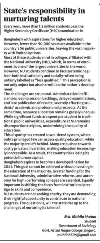 State’s responsibility in nurturing talents