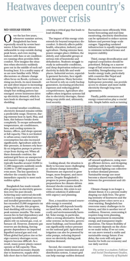 Heatwaves deepen country’s power crisis