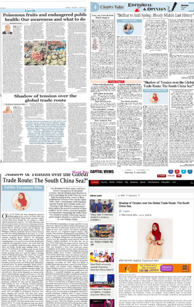 Shadow of Tension over the Global Trade Route: The South China Sea‌