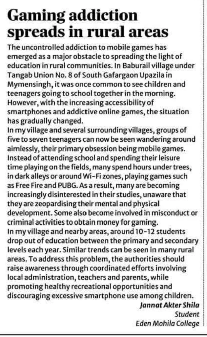 Online Gaming Addiction: A Silent Disaster in Rural Education